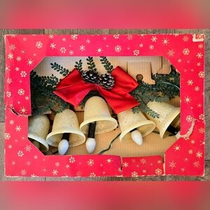 Vintage Ringalite Lighted Christmas Adorn Bells Swag Mica Glitter Original Box